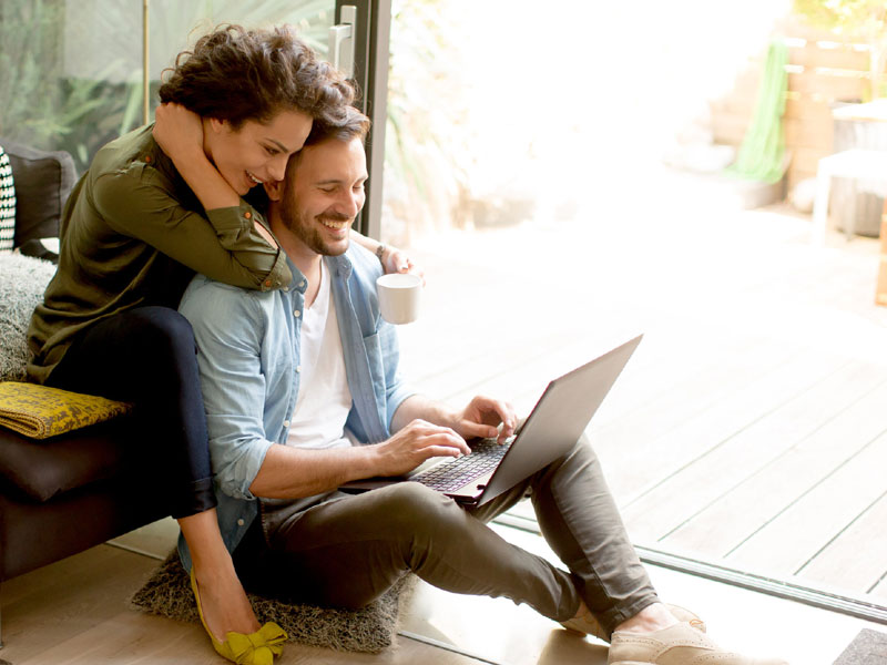 couple looking at their mortgage options